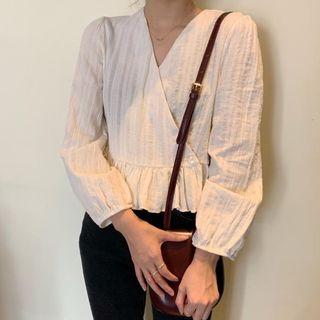 V-neck Pepulum Blouse