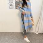 Slit-side Stripe Sweater Dress