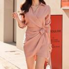 Long-sleeve Twisted Shirt Dress