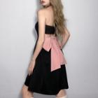 Spaghetti-strap Halter Neck Ribbon A-line Dress