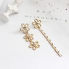 Non-matching Rhinestone Floral Dangle Earring