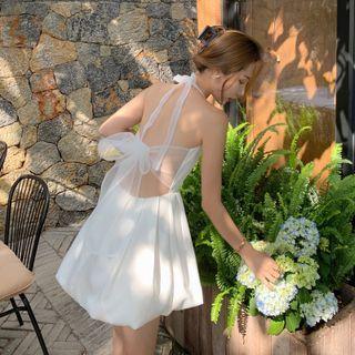 Halter Open-back Mini A-line Dress