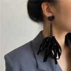 Heart Fringed Earring 1 Pair - Black - One Size