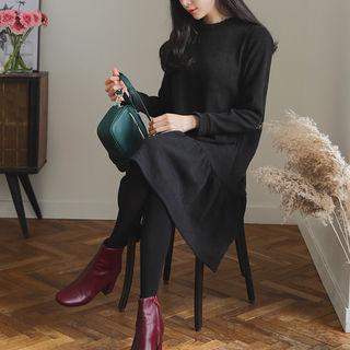 Ruffle-hem H-line Knit Dress