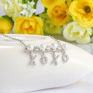 Sterling Silver Xoxo Necklace With Pearl