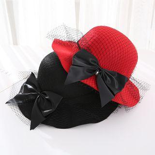 Mesh Overlay Bow Hat