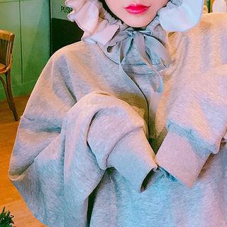 Frilled Brushed-fleece Lined Hoodie