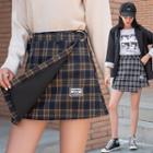 Plaid Applique Mini Pencil Skirt
