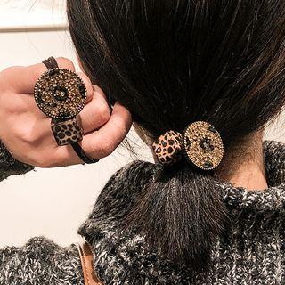 Leopard Print Rhinestone Hair Tie