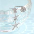 925 Sterling Silver Non-matching Shell & Starfish Dangle Earring 1 Pair - Shell Earrings - One Size