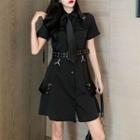Short-sleeve Belted Polo Dress