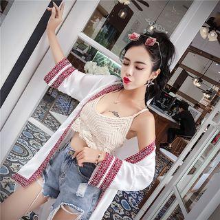 Elbow-sleeve Pattern Trim Light Jacket