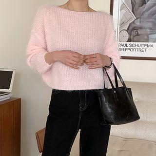 Boatneck Fuzzy Sweater