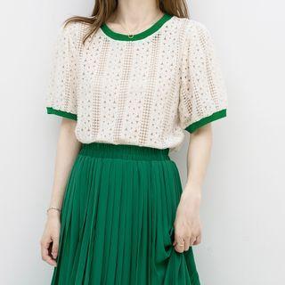 Short-sleeve Perforated Lace T-shirt