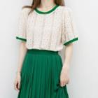 Short-sleeve Perforated Lace T-shirt