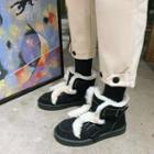 Faux Suede Fleece-lined Platform Ankle Boots
