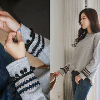 Bobble-trim Brushed-fleece Lined T-shirt
