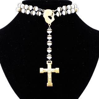 Stainless Steel Cross Bead Necklace As Shown In Figure - One Size
