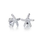 Simple And Fashion Starfish Stud Earrings With Cubic Zirconia Silver - One Size