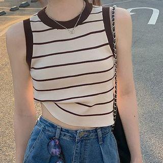 Striped Tank Top Coffee & White - One Size