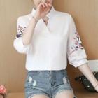 Elbow-sleeve Striped Overhead Shirt