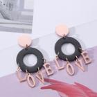 Lettering Disc Dangle Earring Rose Gold - One Size