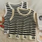 Eyelet Striped Loose Knit Vest