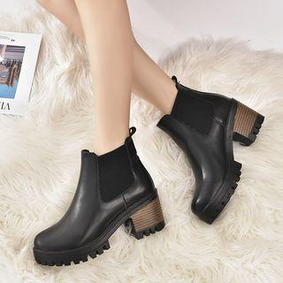 Block-heel Platform Short Chelsea Boots
