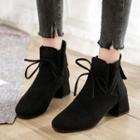 Chunky Heel Bow Accent Ankle Boots
