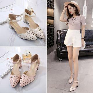 Low-heel Perforated Sandals