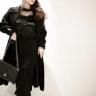 Double-breasted Wool Blend A-line Coat