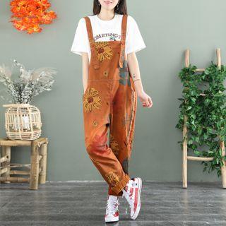 Floral Straight Leg Jumper Pants Tangerine Red - One Size