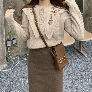 Embroidered Sweater / Midi Skirt
