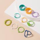 Geometry Ring Set R014-01 - Set - Green & Yellow & Blue - One Size