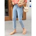 High-waist Distressed Loose-fit Jeans