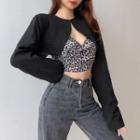 Leopard Print Cropped Camisole Top / Cropped Blazer