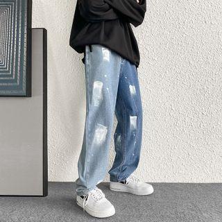 Paint Splatter Straight Leg Jeans