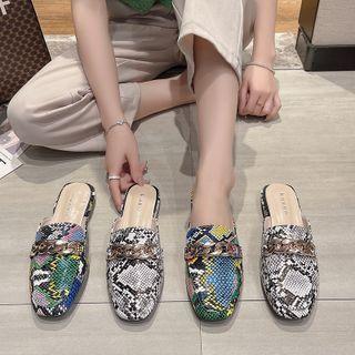 Snakeskin Print Mules