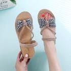 Gingham Ribbon Strappy Sandals