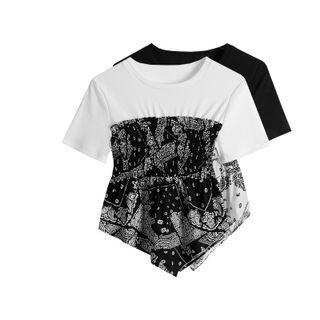 Short Sleeve Paisley Panel T-shirt
