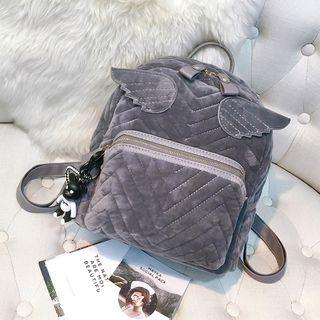 Angel Wings Quilted Velvet Backpack