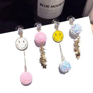 Non-matching Alloy Smiley Bobble Dangle Earring