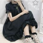 Bow Accent Short-sleeve A-line Dress / Petticoat Skirt