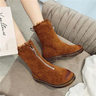 Furry Zip-front Short Boots