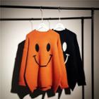 Round-neck Over-sized Knitted Long-sleeve Top