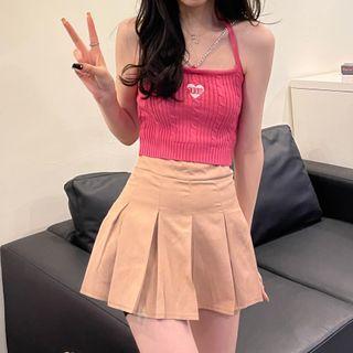 Cropped Knit Camisole Rose Pink - One Size