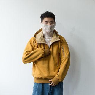 Zip-detail Faux Suede Hoodie