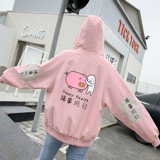 Pig Print Hooded Jacket