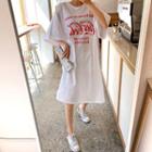 Letter Oversized Midi T-shirt Dress