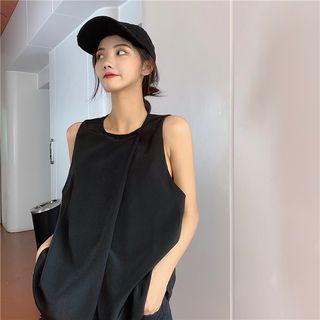 Asymmetric Sleeveless Top Black - One Size